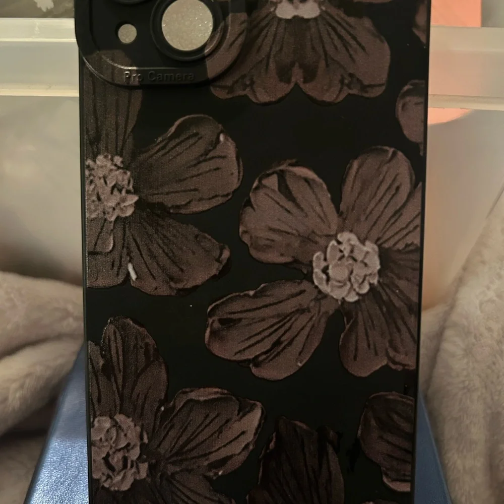 Floral Patterned Phone Case - Black and purple